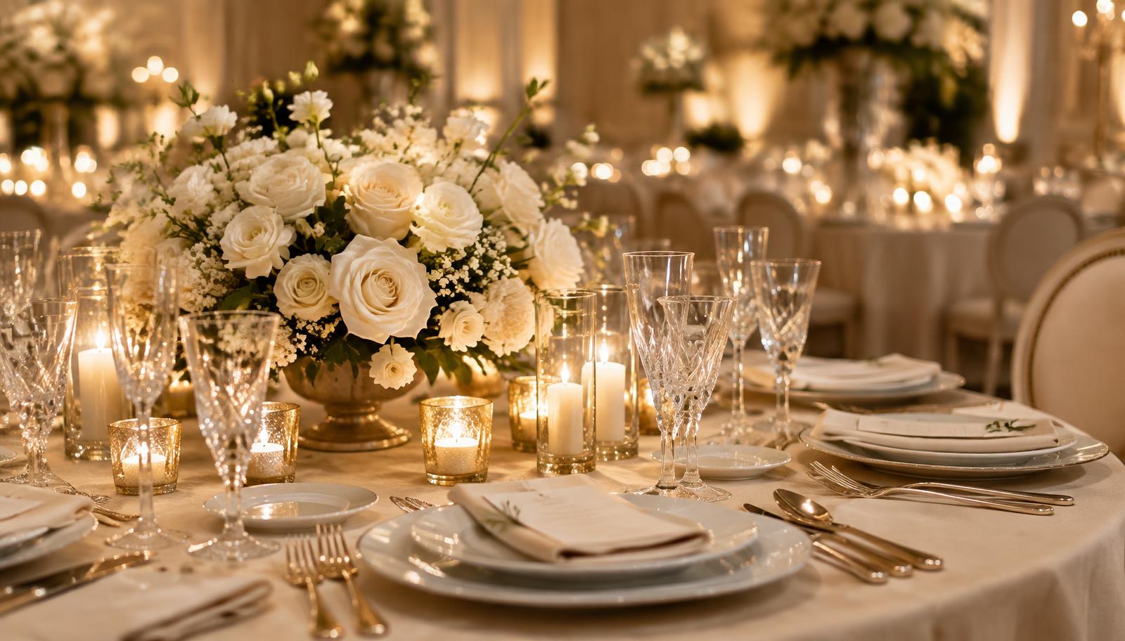 Mesa elegante preparada para un evento